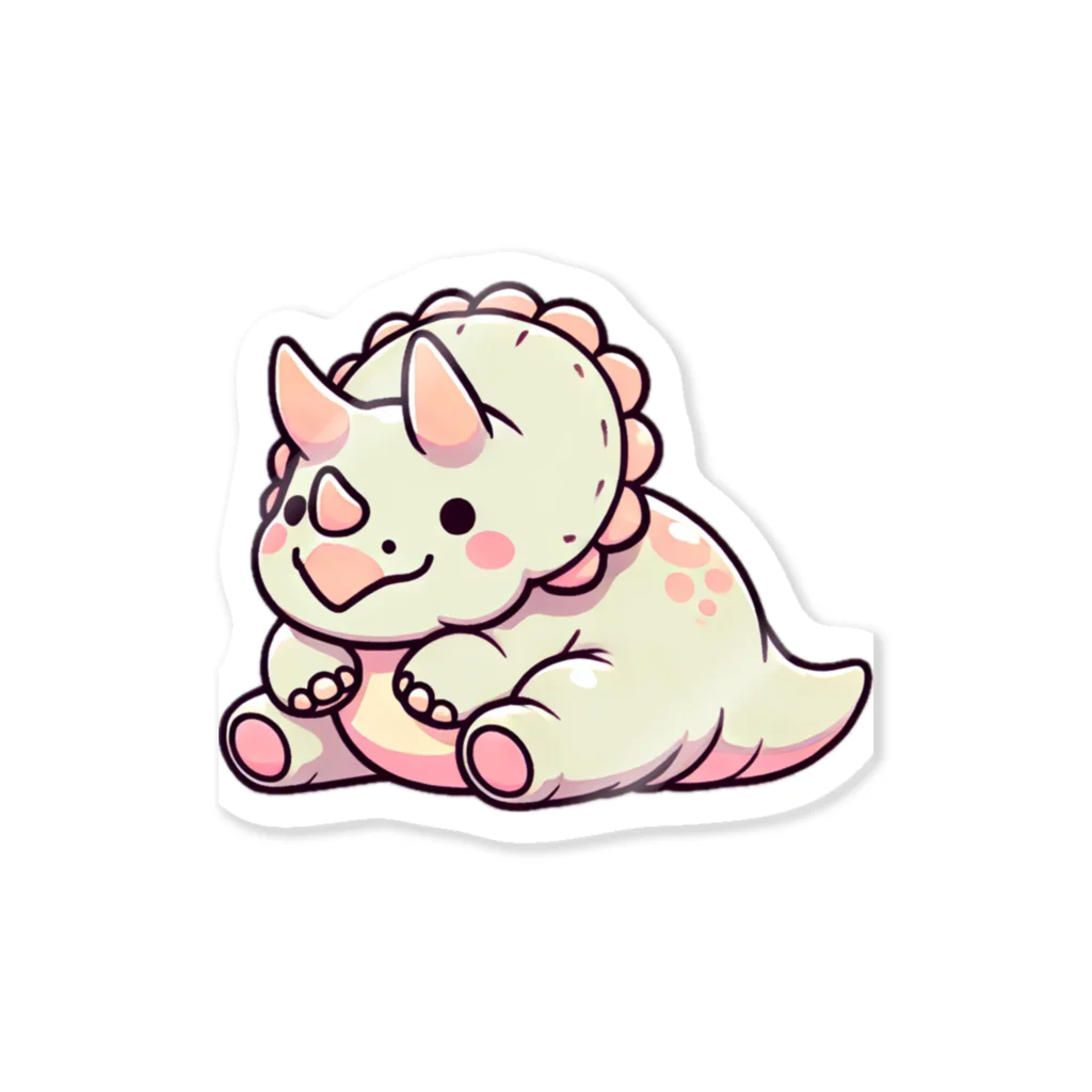 dinosaurtriviaのゆるトリケラ（カラー） Sticker