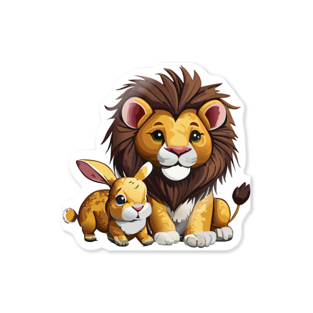 HENTEKO-SHOPのライオンとウサギ Sticker
