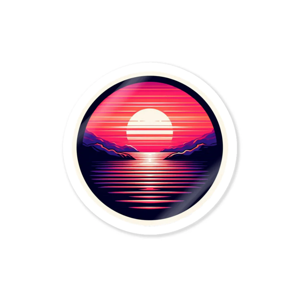 psychedelic mountainのsun set Sticker