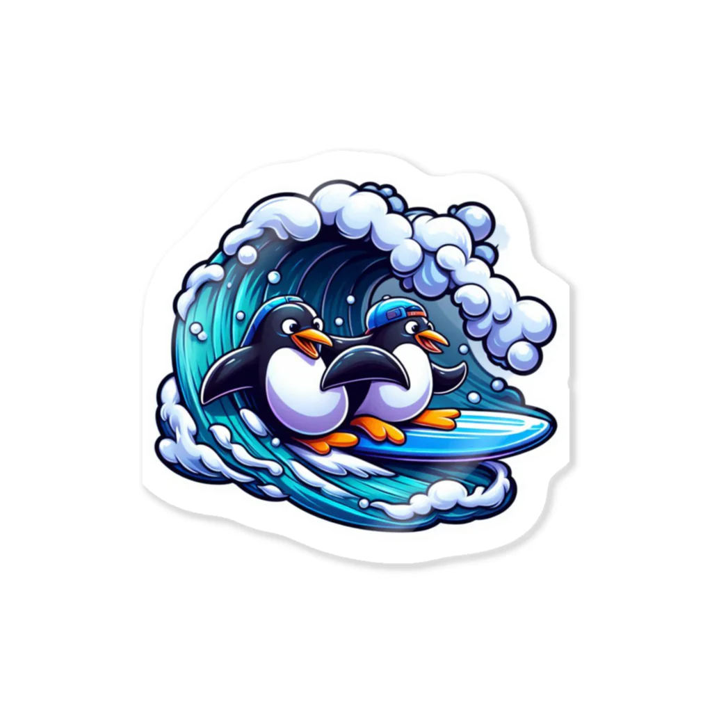 ichimameのshopの波のりペンギン Sticker