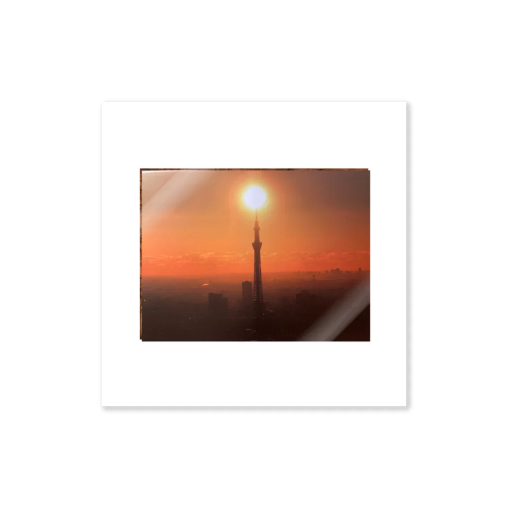 いっしーオリジナルの東京タワーと夕日 ステッカー