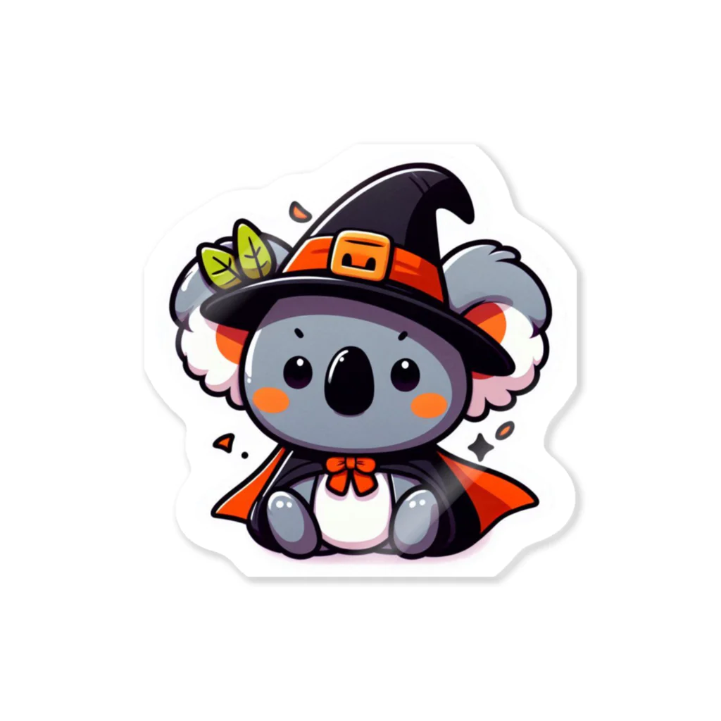 yunoshopの魔女の帽子とマントを着ているかわいいコアラさんのステッカー Sticker