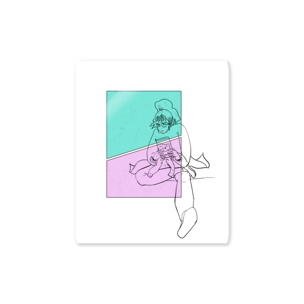 tosboy_artのレトロ女子 Sticker