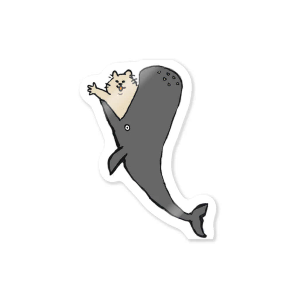 🍚の鯨からこんにちは猫 ステッカー