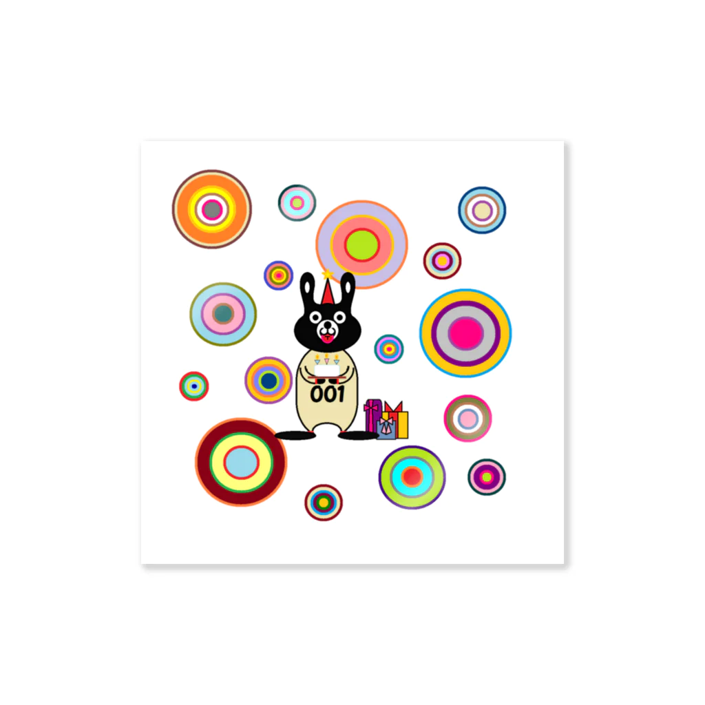 rocoのBLACK BUNNY 001 circle ステッカー