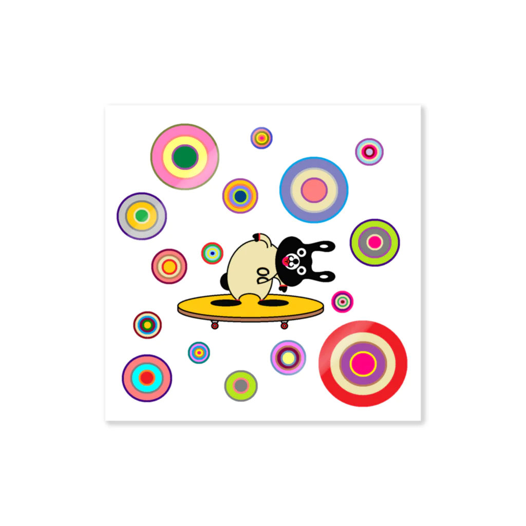 rocoのBLACK BUNNY 001 circle Sticker