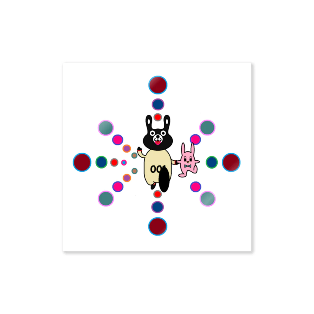 rocoのBLACK BUNNY 001 circle ステッカー