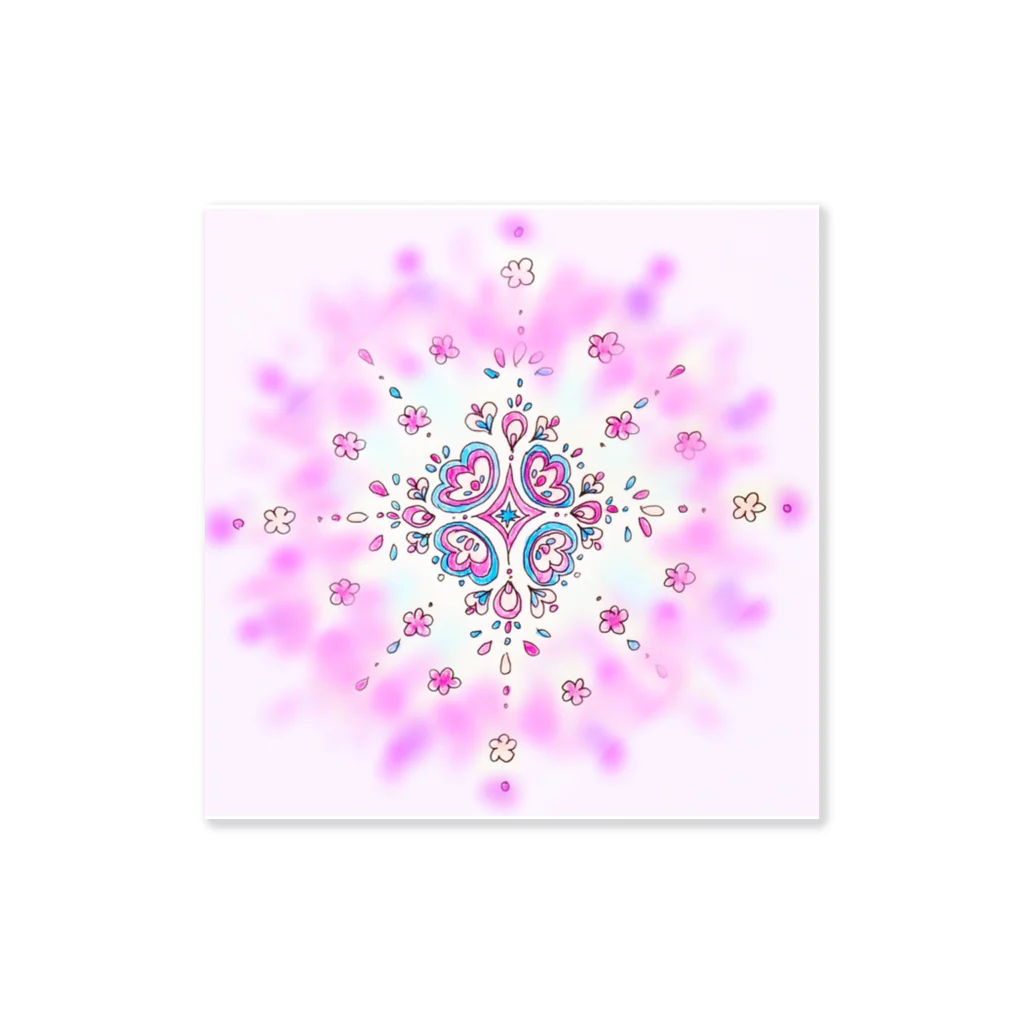 ニジイロソラモヨウのFlower (ピンク ターコイズ) Sticker