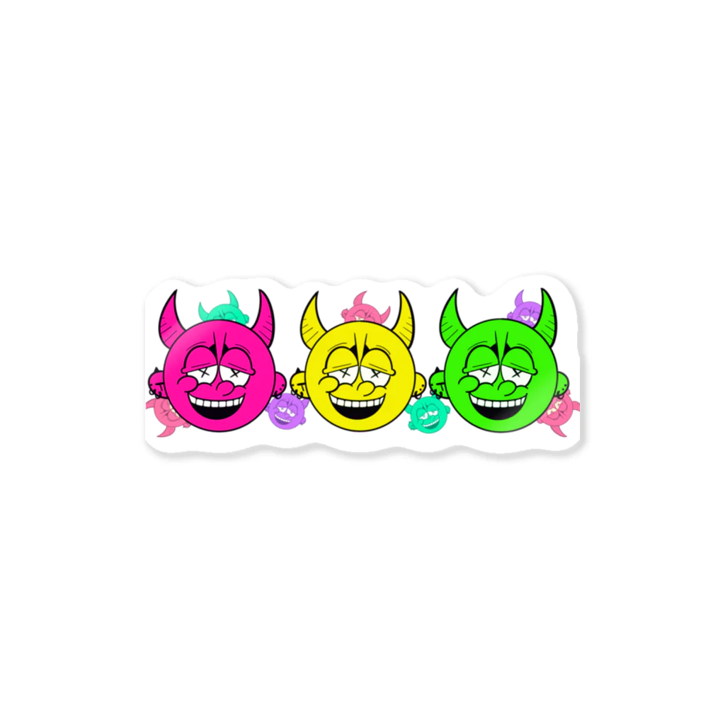 赤鬼Styleの赤鬼三連 ビビットカラー Sticker