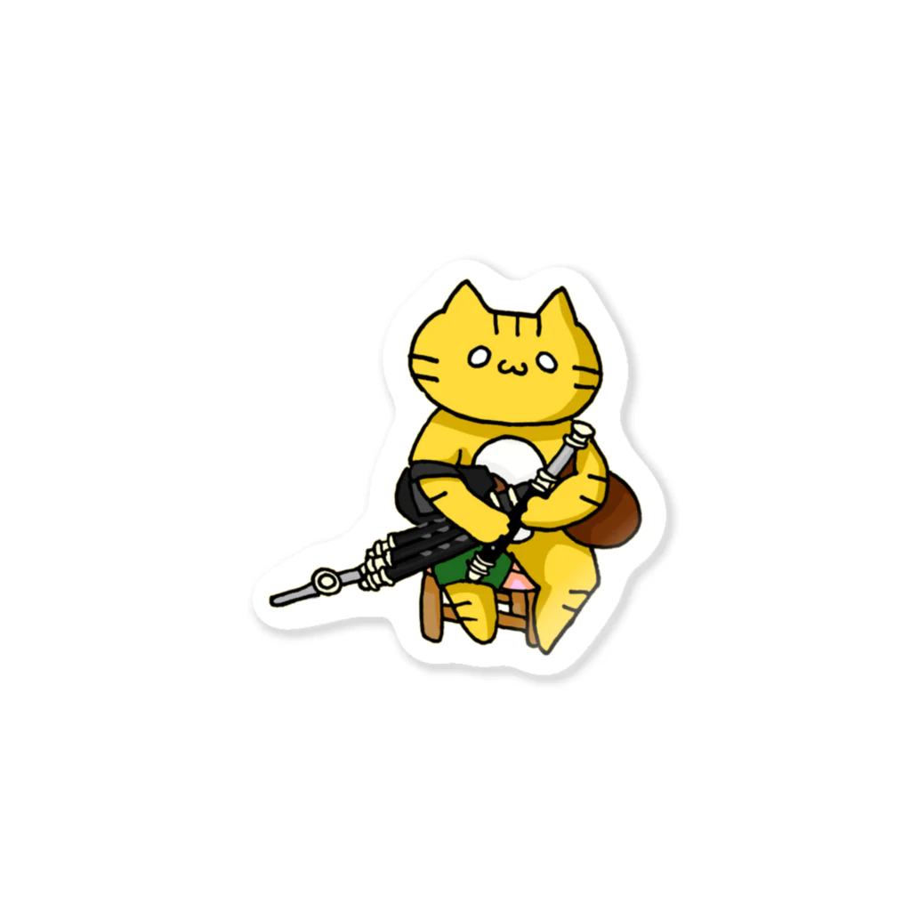 せなみのイーリアンパイプスを演奏するねこ Sticker