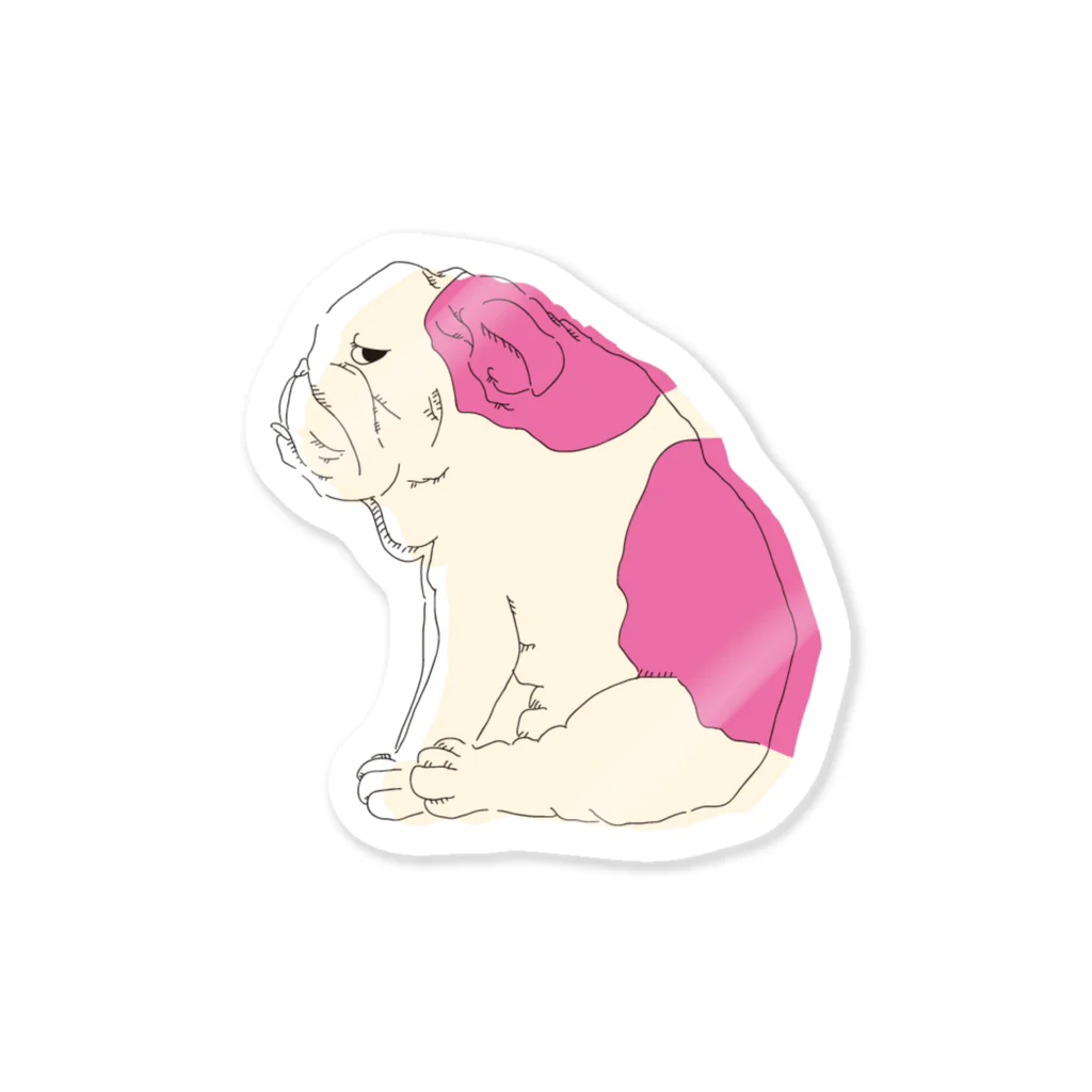 さくら もたけのジト目bulldog(beige×pink) Sticker