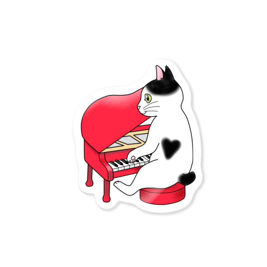 Ａｔｅｌｉｅｒ　Ｈｅｕｒｅｕｘのピアノを弾く猫 Sticker