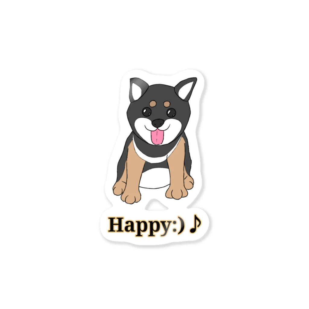 Lily bird（リリーバード）のうるうる黒柴犬ちゃん 英語ロゴ Sticker