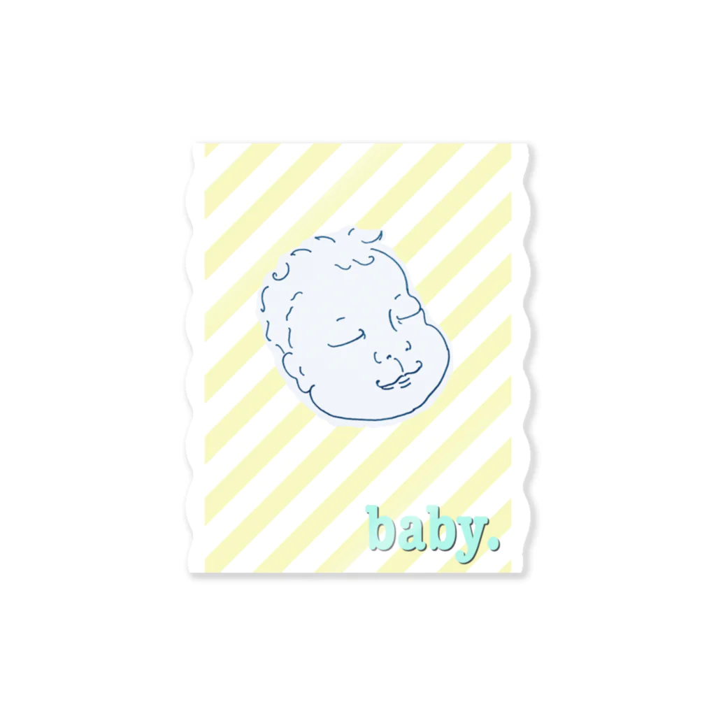 mihobabyのsleep baby face(イエローストライプ) Sticker