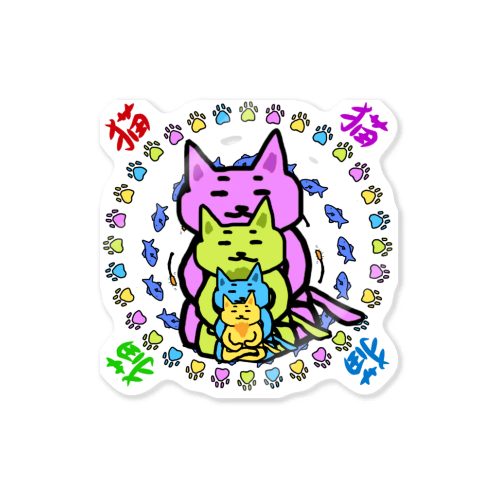 夏のどんぶり(ドンブリ)　ブラザーズ【ドンブラ】のねこ曼荼羅 Sticker