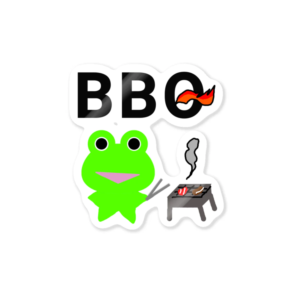 みらケロのBBQを楽しむカエルくん ステッカー