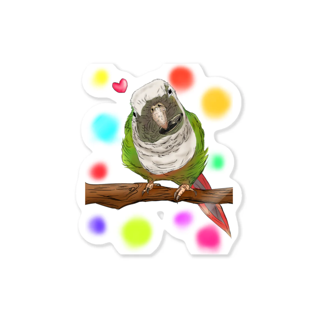 Lily bird（リリーバード）のホオミドリアカオウロコインコ フルカラー② Sticker