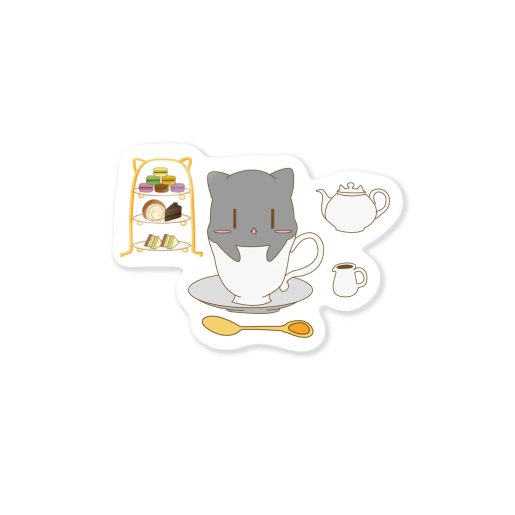 秋猫のねこの茶会 Sticker