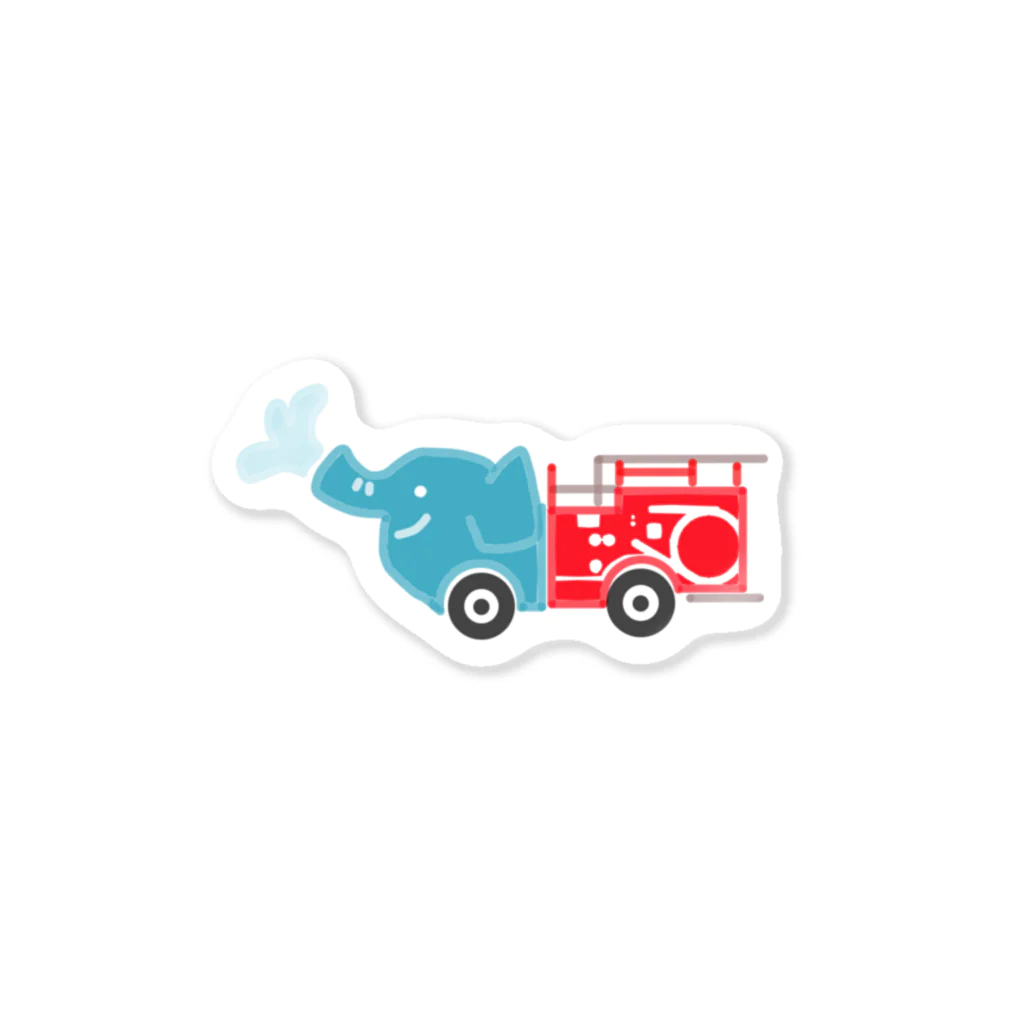 rokugatsunoumiのゾウの消防車 Sticker