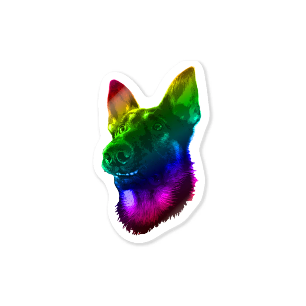 狂気のいぬ屋さんの虹色犬 Sticker