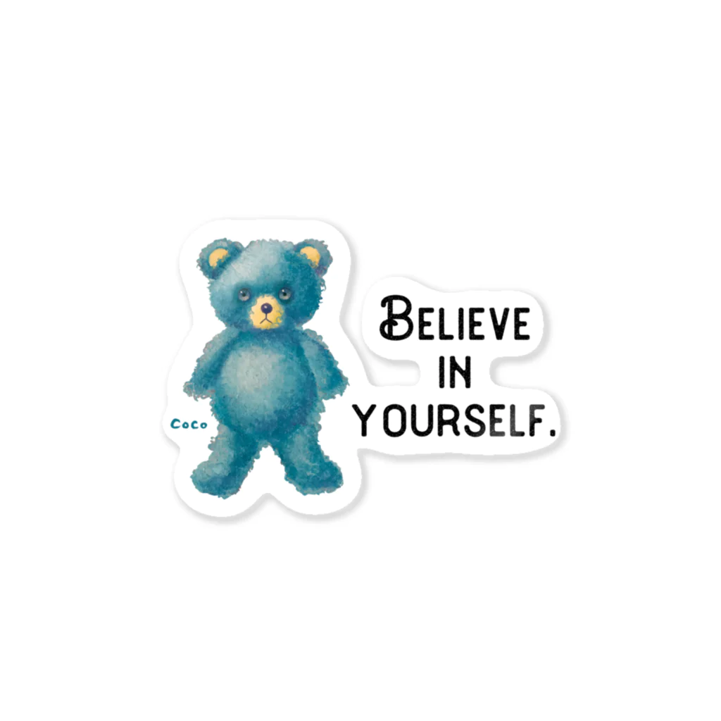 cocoartの雑貨屋さんの【Believe in yourself.】（青くま） ステッカー