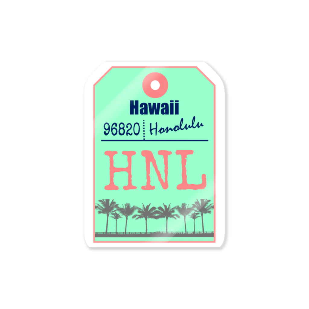 mahaloa968のハワイバゲージタグ風（やしの木） Sticker