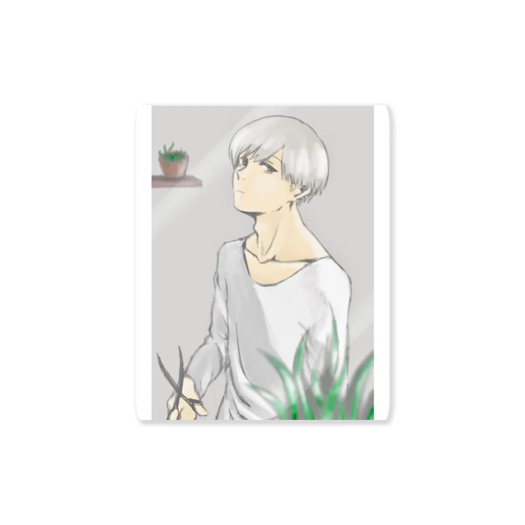 hentouの植物と男の子 Sticker