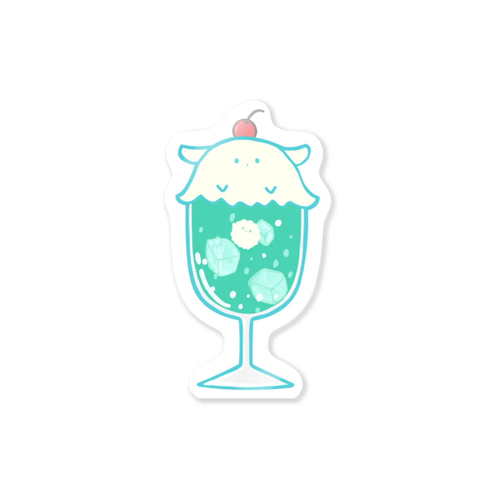 きこのまのクリームソーダに擬態するメンダコ（Wメロンソーダ）-擬態妖精ミミカ- Sticker