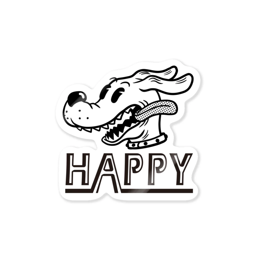 nidan-illustrationのhappy dog (black ink) ステッカー