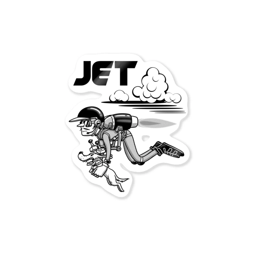 nidan-illustrationのhappy dog -JET- (black ink) Sticker