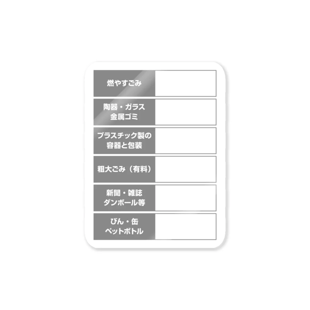 箱庭計画のゴミ捨てリスト　中野区区分ver. Sticker