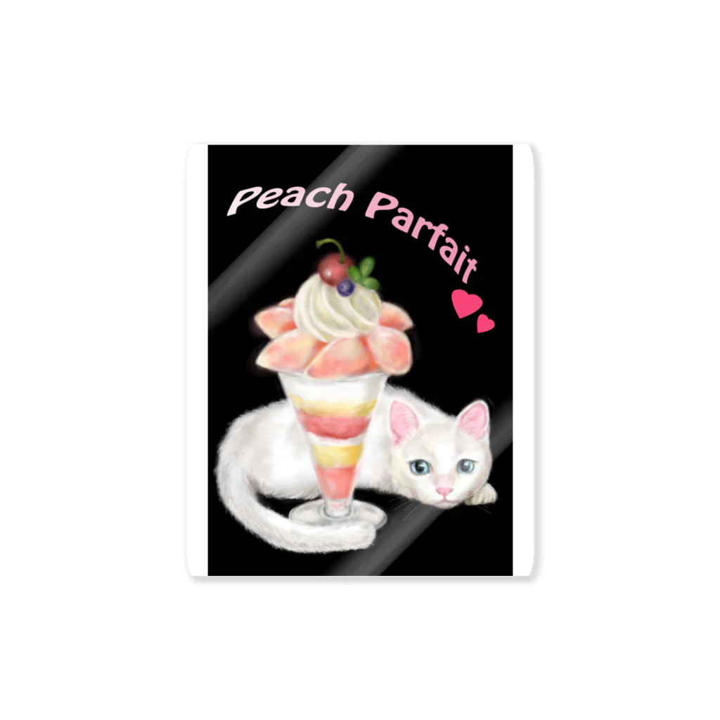 Ａｔｅｌｉｅｒ　Ｈｅｕｒｅｕｘの白猫とピーチパフェ Sticker