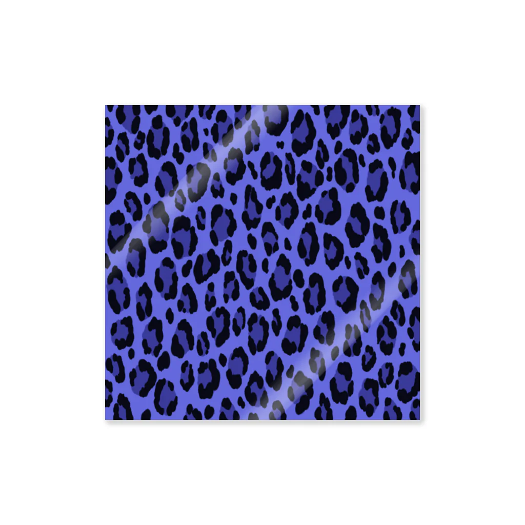 みや猫のヒョウ柄（ブルー） Sticker