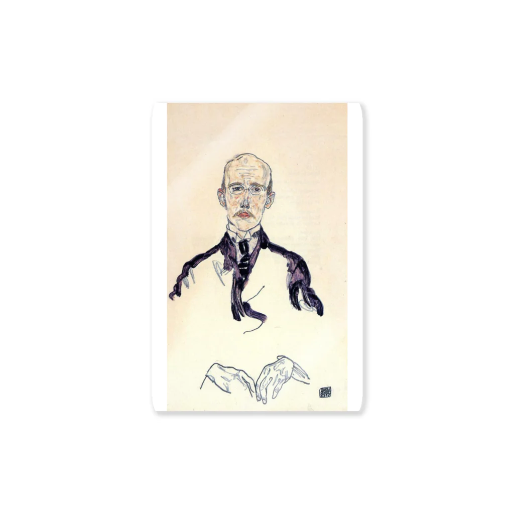Art Baseのエゴン・シーレ / 1917 / Portrait of Karl Maylander / Egon Schiele ステッカー