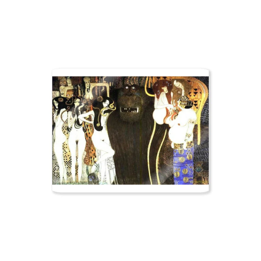 Art Baseのグスタフ・クリムト / 1902 /The Beethoven Frieze: The Hostile Powers. Left part, detail / Gustav Klimt Sticker