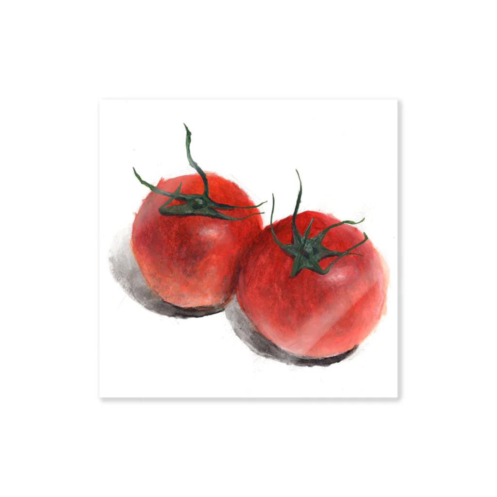 techonの手描きトマト２つ ステッカー