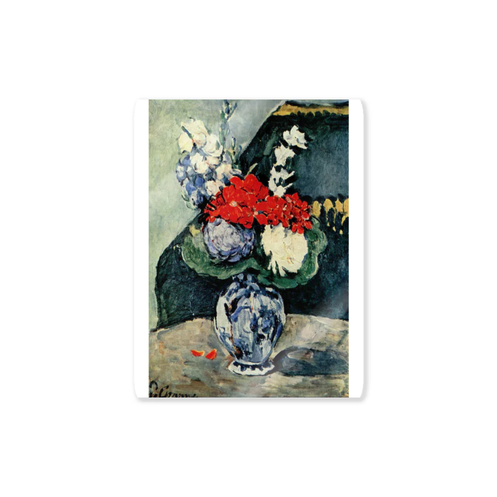Art Baseのポール・セザンヌ / 1874 /Still life, Delft vase with flowers / Paul Cezanne ステッカー