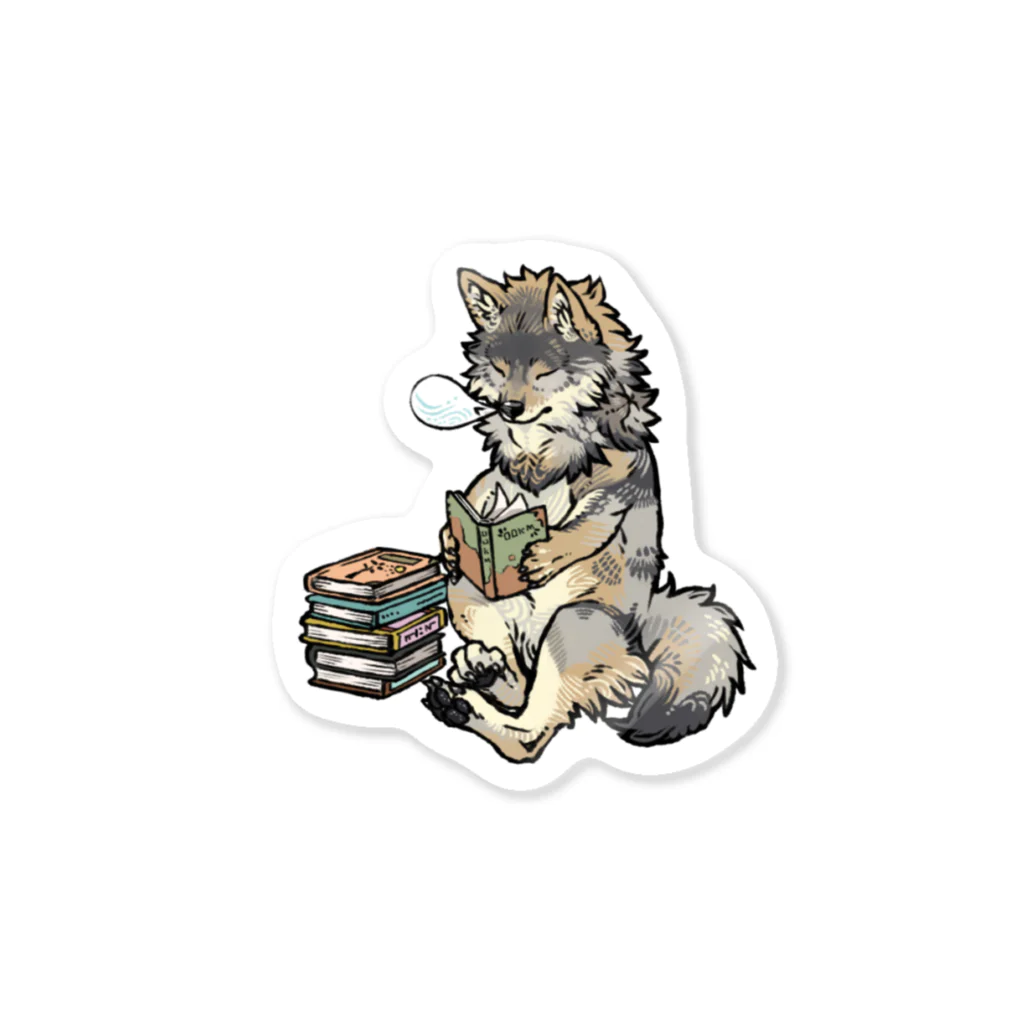 骨飯の読書おおかみ Sticker