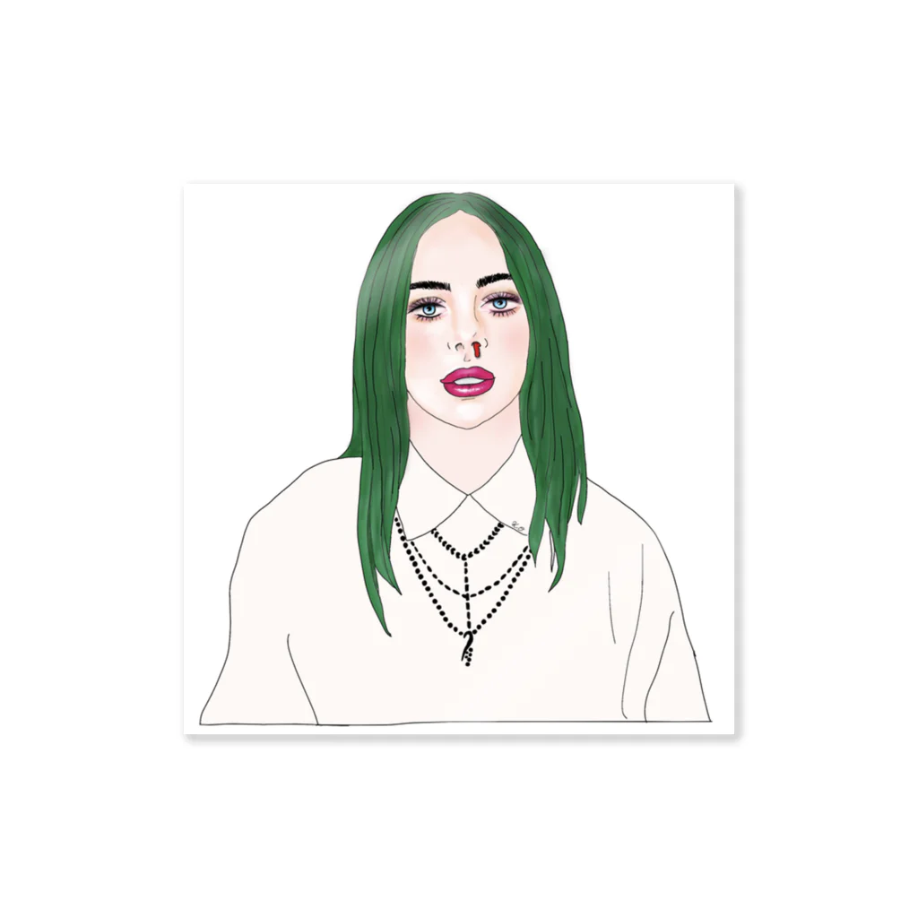 Girl_To_LadyのGreen Hair Girl ステッカー