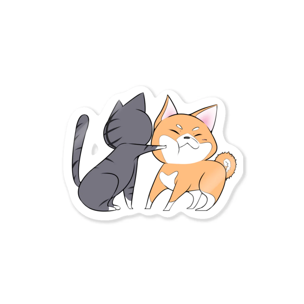 スナネコシンドバッド SUZURIキャラバンのしばねこネコパンチ Sticker