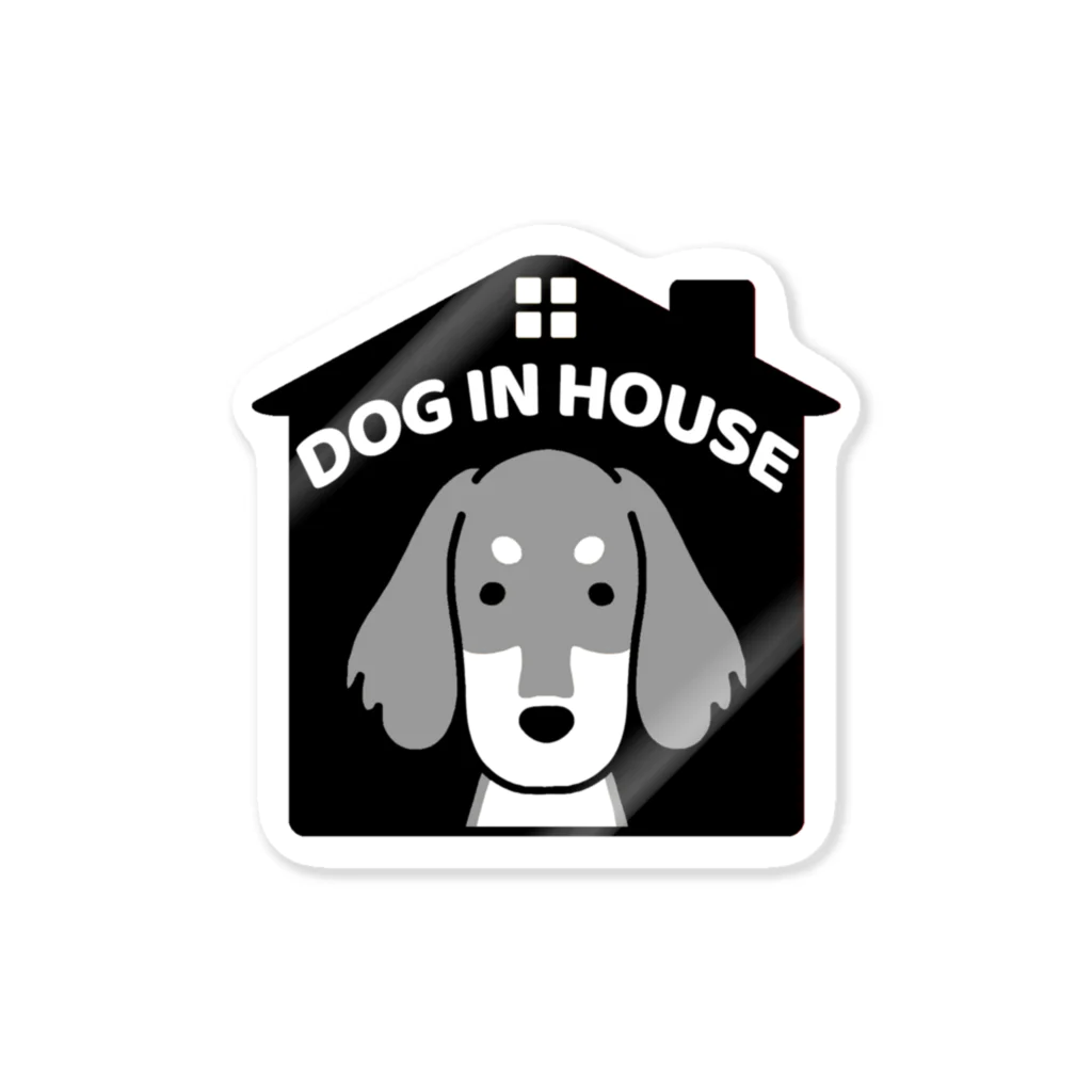 efrinmanのDOG IN HOUSE（ダックス2色）ブラック Sticker