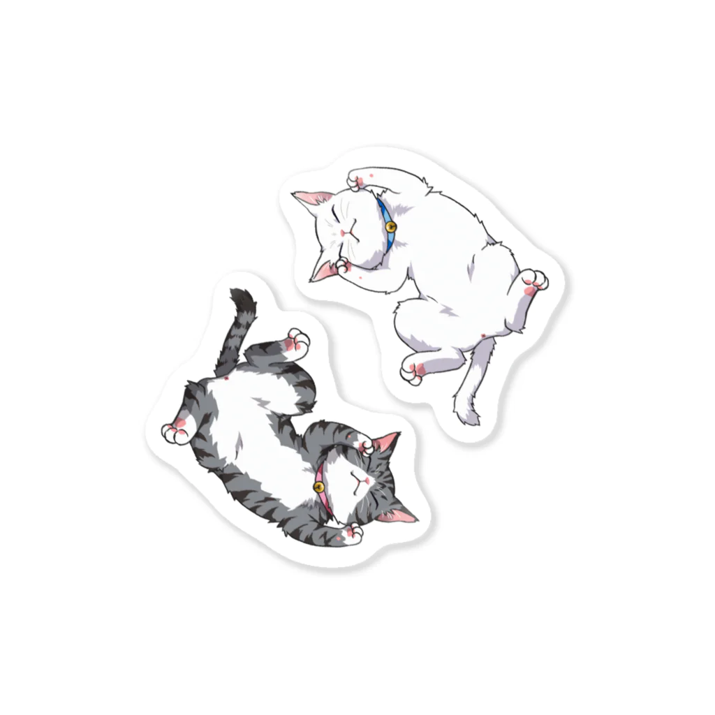 香山のヘソ天猫(グレートラ＋白) ステッカー