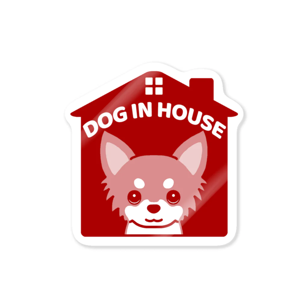 efrinmanのDOG IN HOUSE（チワワ2色）レッド ステッカー