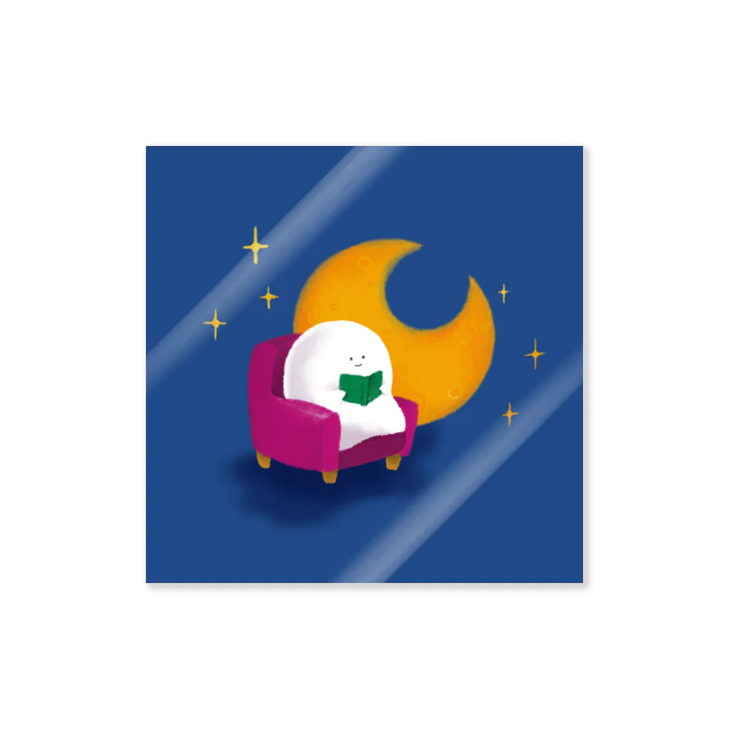 おもちのおみせの本を読むおもち Sticker