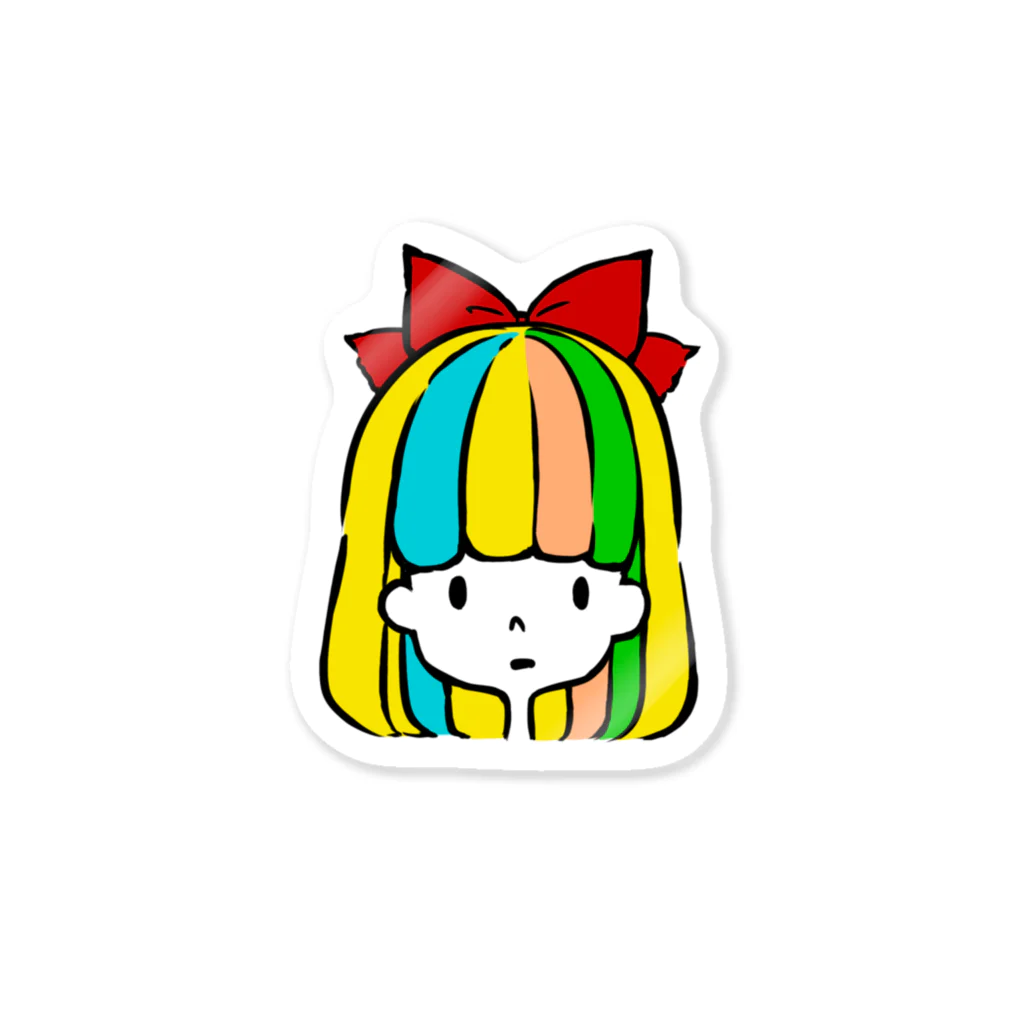 HAPPY MILK MARKETのリボンの女の子 Sticker