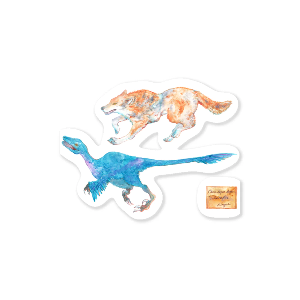 made blueのWolf and Velociraptor ステッカー