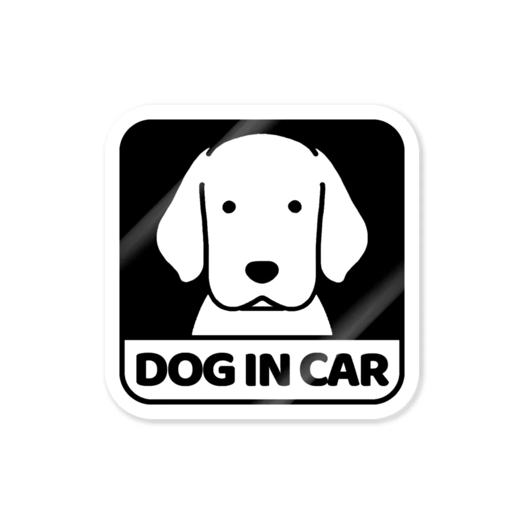 efrinmanのDOG IN CAR（ゴールデン）ブラック ステッカー