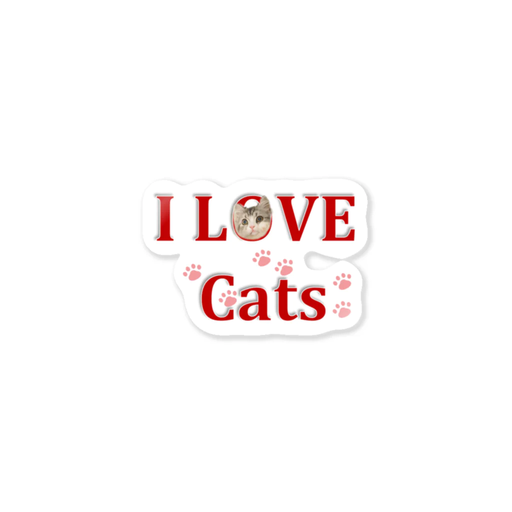 M.YpuddingのILOVEcats ステッカー