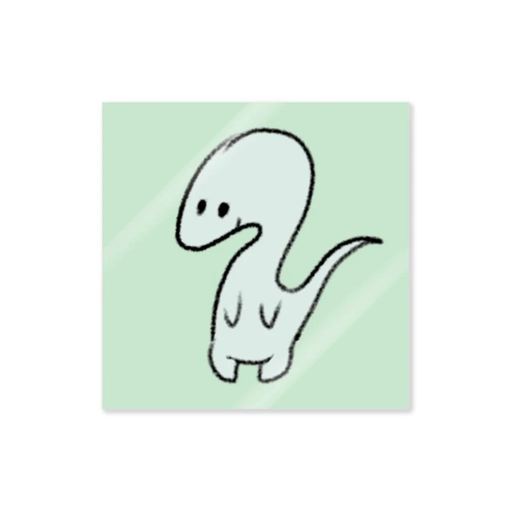 立方体猫の緑の恐竜 Sticker