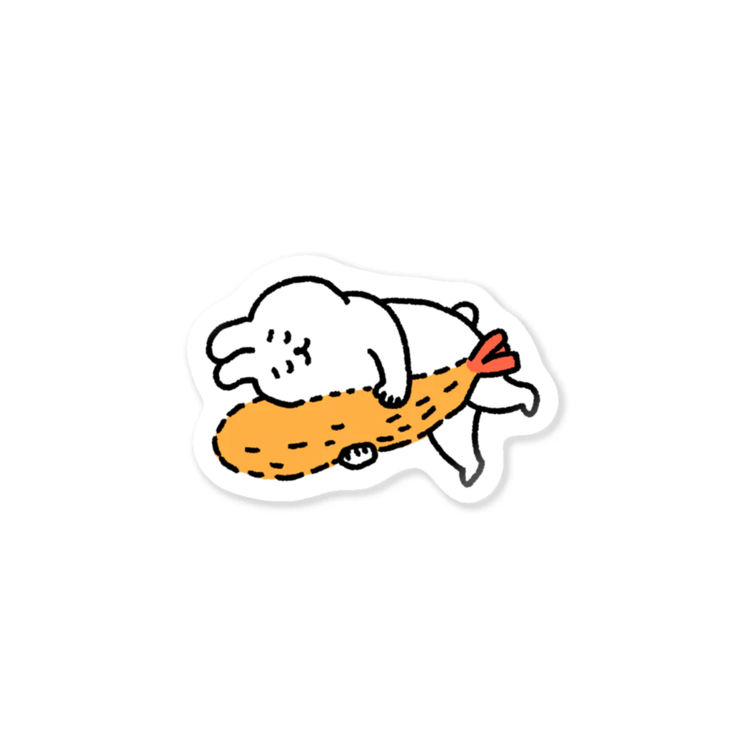 ふるえるとりのエビフライとうさぎ Sticker